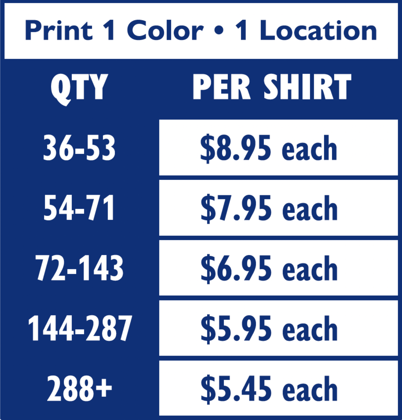 Screen Printed T-Shirt Pricing